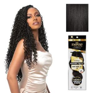 image:imageSensationnel Empire Feather Crochet Braiding Hair  Body Wave Humanhair for Boho Braids and Miracle Knots Pre Separated 50 strands 10 inch 1 JETBLACK1B OFFBLACK