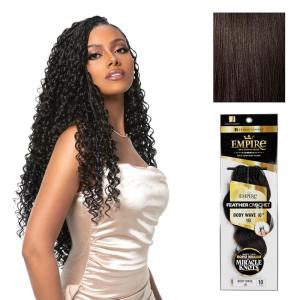 image:imageSensationnel Empire Feather Crochet Braiding Hair  Body Wave Humanhair for Boho Braids and Miracle Knots Pre Separated 50 strands 10 inch 1 JETBLACK2 DARKBROWN