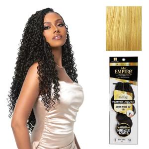 image:imageSensationnel Empire Feather Crochet Braiding Hair  Body Wave Humanhair for Boho Braids and Miracle Knots Pre Separated 50 strands 10 inch 1 JETBLACKS27613