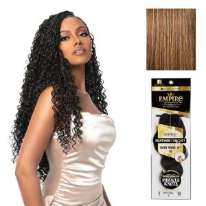 image:imageSensationnel Empire Feather Crochet Braiding Hair  Body Wave Humanhair for Boho Braids and Miracle Knots Pre Separated 50 strands 10 inch 1 JETBLACKS427