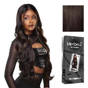 image:imageSensationnel HexDoll 13X4 Lace Wig  Arden Lacefrontal Glueless Synthetic with Natural Density Preplucked Hairline 1 JETBLACK2 DARKBROWN