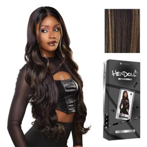 image:imageSensationnel HexDoll 13X4 Lace Wig  Arden Lacefrontal Glueless Synthetic with Natural Density Preplucked Hairline 1 JETBLACKBALAYAGEGOLD