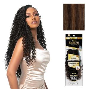 image:imageSensationnel Empire Feather Crochet Braiding Hair  Ripple Wave Human Hair for Boho Braids and Miracle Knots Pre Separated 50 strands 10 inch 1 JETBLACKS430