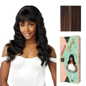 image:imageSensationnel Glamzy Lace Crown Wig  Zoeey Glueless Hand Tied CrownArea Synthetic Hair 1 JETBLACKBALAYAGECHOCOLATE