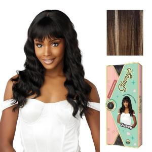 image:imageSensationnel Glamzy Lace Crown Wig  Zoeey Glueless Hand Tied CrownArea Synthetic Hair 1 JETBLACKBALAYAGEMOCHA