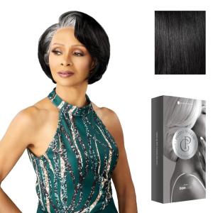 image:imageSensationnel Platinum Glow 13X6 Wig  Maxine Lacefrontal Glueless Precut Human Hair Blend and Preplucked Hairline 1 JETBLACK1 JETBLACK