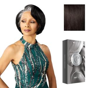 image:imageSensationnel Platinum Glow 13X6 Wig  Maxine Lacefrontal Glueless Precut Human Hair Blend and Preplucked Hairline 1 JETBLACK2 DARKBROWN