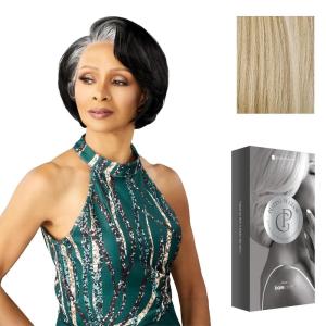 image:imageSensationnel Platinum Glow 13X6 Wig  Maxine Lacefrontal Glueless Precut Human Hair Blend and Preplucked Hairline 1 JETBLACKLUXEBLONDE