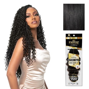 image:imageSensationnel Empire Feather Crochet Braiding Hair  Loose Crimp Human Hair for Boho Braids and Miracle Knots Pre Separated 50 strands 10 inch 1 JETBLACK1 JETBLACK