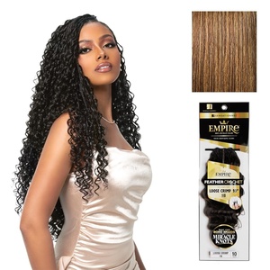 image:imageSensationnel Empire Feather Crochet Braiding Hair  Loose Crimp Human Hair for Boho Braids and Miracle Knots Pre Separated 50 strands 10 inch 1 JETBLACKS427