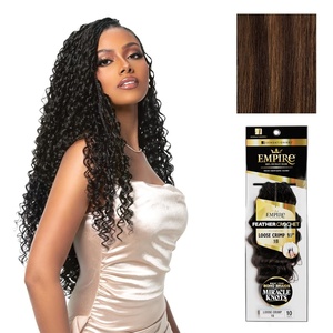 image:imageSensationnel Empire Feather Crochet Braiding Hair  Loose Crimp Human Hair for Boho Braids and Miracle Knots Pre Separated 50 strands 10 inch 1 JETBLACKS430