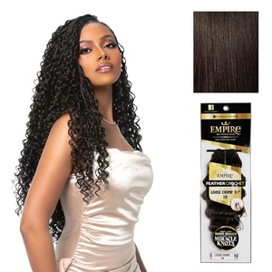 image:imageSensationnel Empire Feather Crochet Braiding Hair  Loose Crimp Human Hair for Boho Braids and Miracle Knots Pre Separated 50 strands 10 inch 1 JETBLACK2 DARKBROWN