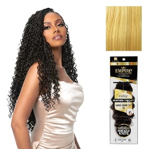image:imageSensationnel Empire Feather Crochet Braiding Hair  Loose Crimp Human Hair for Boho Braids and Miracle Knots Pre Separated 50 strands 10 inch 1 JETBLACKS27613