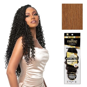 image:imageSensationnel Empire Feather Crochet Braiding Hair  Loose Crimp Human Hair for Boho Braids and Miracle Knots Pre Separated 50 strands 10 inch 1 JETBLACK30 LIGHTAUBURN