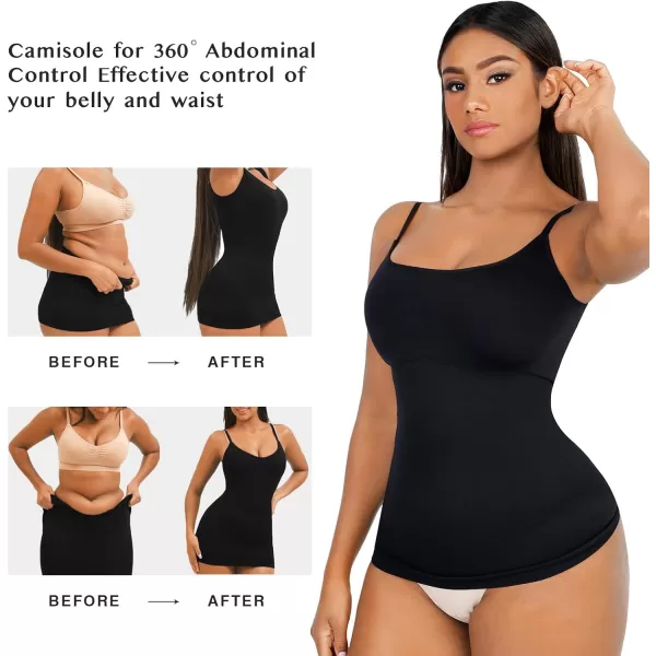 2 Packs Camisole for Women Tummy Control Seamless Cami Shapewear Compression Tank Tops with Bra Pads