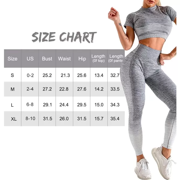 2 Piece Workout Sets for Women Long Sleeve Short Sleeve Yoga Outfits Seamless Ribbed Crop Top High Waist Legging