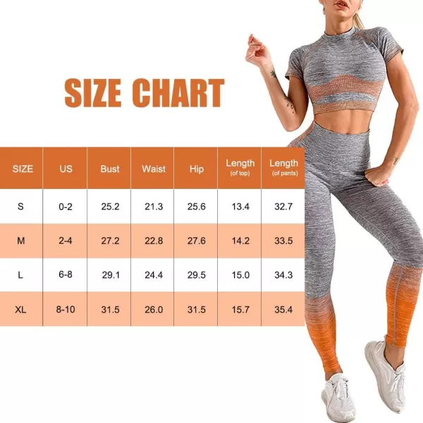 2 Piece Workout Sets for Women Long Sleeve Short Sleeve Yoga Outfits Seamless Ribbed Crop Top High Waist Legging