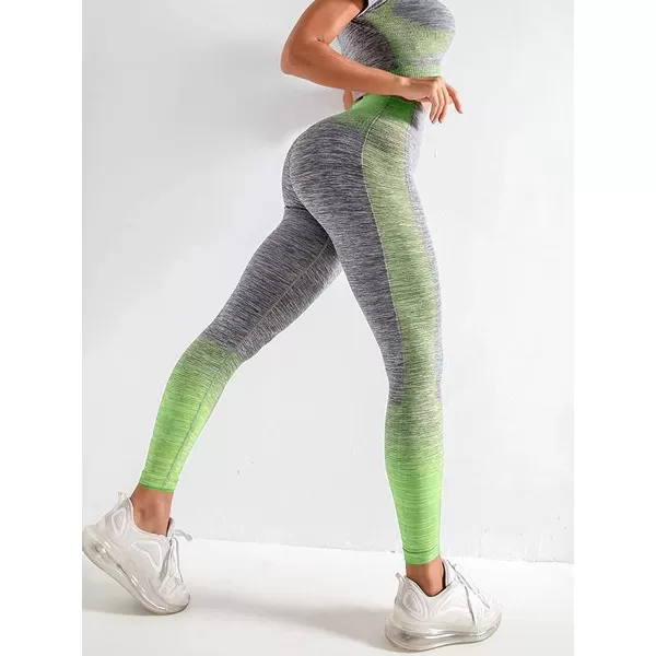 2 Piece Workout Sets for Women Long Sleeve Short Sleeve Yoga Outfits Seamless Ribbed Crop Top High Waist Legging