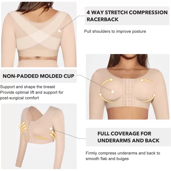 Arm Shaper for Women Post Surgery Arm Lipo Compression Sleeves Slimming Arm Faja Front Closure Shapewear Bra