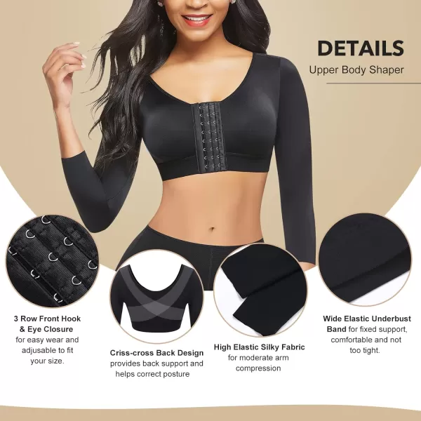 Arm Shaper for Women Post Surgery Arm Lipo Compression Sleeves Slimming Arm Faja Front Closure Shapewear Bra
