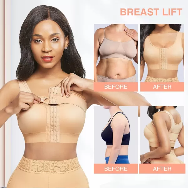 Arm Shaper for Women Post Surgery Arm Lipo Compression Sleeves Slimming Arm Faja Front Closure Shapewear Bra