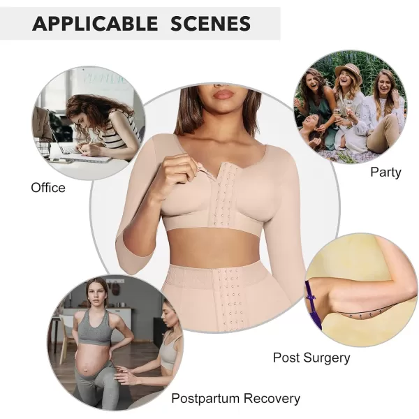 Arm Shaper for Women Post Surgery Arm Lipo Compression Sleeves Slimming Arm Faja Front Closure Shapewear Bra