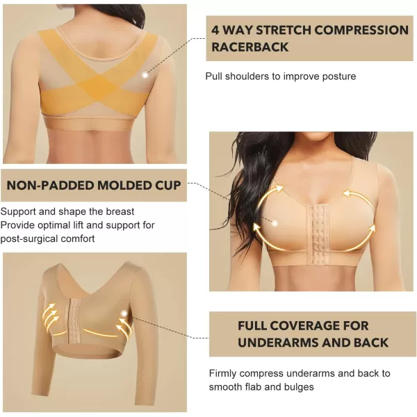 Arm Shaper for Women Post Surgery Arm Lipo Compression Sleeves Slimming Arm Faja Front Closure Shapewear Bra