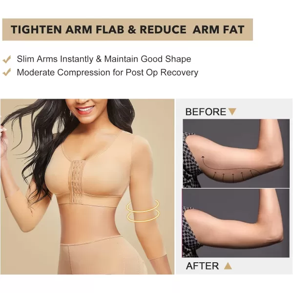 Arm Shaper for Women Post Surgery Arm Lipo Compression Sleeves Slimming Arm Faja Front Closure Shapewear Bra