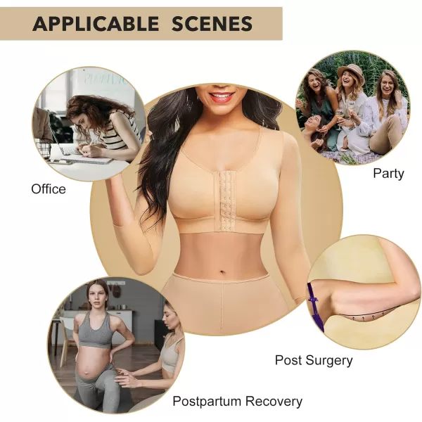 Arm Shaper for Women Post Surgery Arm Lipo Compression Sleeves Slimming Arm Faja Front Closure Shapewear Bra