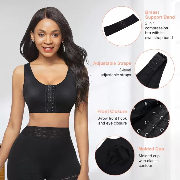 Arm Shaper for Women Post Surgery Arm Lipo Compression Sleeves Slimming Arm Faja Front Closure Shapewear Bra
