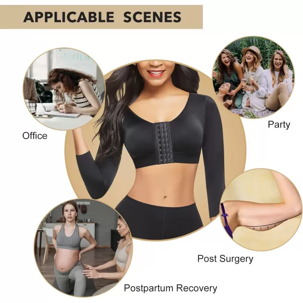 Arm Shaper for Women Post Surgery Arm Lipo Compression Sleeves Slimming Arm Faja Front Closure Shapewear Bra