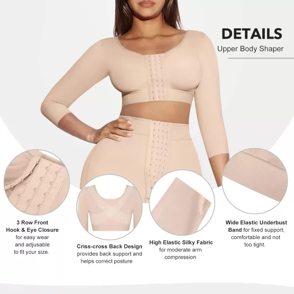 Arm Shaper for Women Post Surgery Arm Lipo Compression Sleeves Slimming Arm Faja Front Closure Shapewear Bra