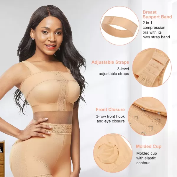 Arm Shaper for Women Post Surgery Arm Lipo Compression Sleeves Slimming Arm Faja Front Closure Shapewear Bra
