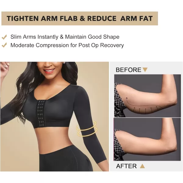 Arm Shaper for Women Post Surgery Arm Lipo Compression Sleeves Slimming Arm Faja Front Closure Shapewear Bra