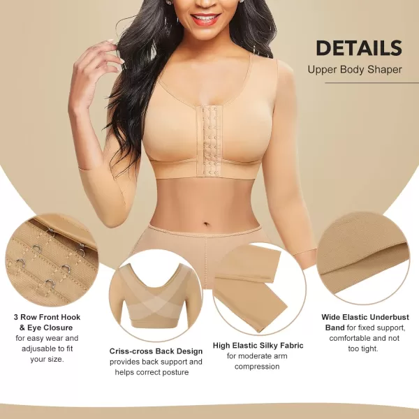 Arm Shaper for Women Post Surgery Arm Lipo Compression Sleeves Slimming Arm Faja Front Closure Shapewear Bra