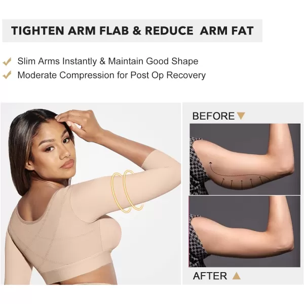 Arm Shaper for Women Post Surgery Arm Lipo Compression Sleeves Slimming Arm Faja Front Closure Shapewear Bra