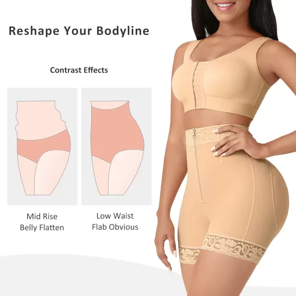 Body Shaper for Women Butt Lifting Shapewear Tummy Control Panties with Hook Zipper Closure