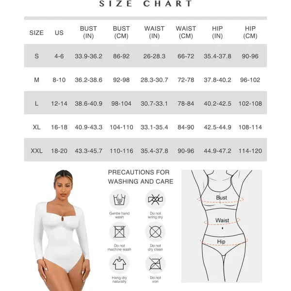 Body Suits for Womens Long Sleeve Thong Shapewear Bodysuit Sweetheart V Neck Top Shirt Black/White