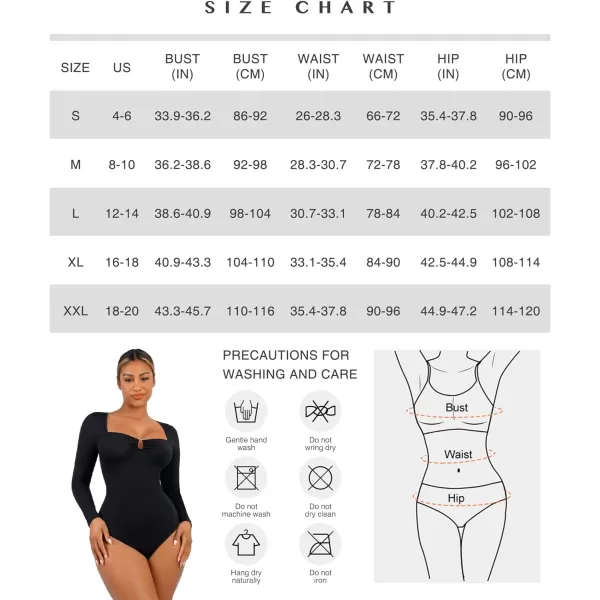 Body Suits for Womens Long Sleeve Thong Shapewear Bodysuit Sweetheart V Neck Top Shirt Black/White