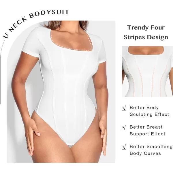 Bodysuit for Women Tummy Control Thong Body Shaper Tops Square Neck Body Suit Tshirt Slimming Going Out Bodysuits