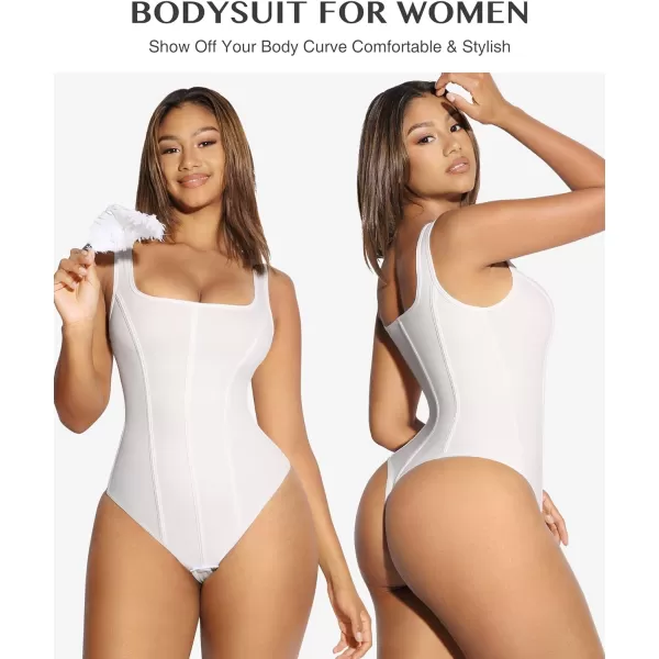 Bodysuit for Women Tummy Control Thong Body Shaper Tops Square Neck Body Suit Tshirt Slimming Going Out Bodysuits