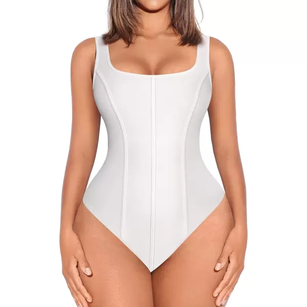 Bodysuit for Women Tummy Control Thong Body Shaper Tops Square Neck Body Suit Tshirt Slimming Going Out Bodysuits