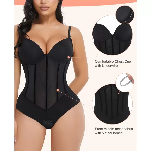 Bodysuit for Women Tummy Control Thong Sheer Mesh Corset Top Backless Party Evening Dress White Wedding Bodysuits