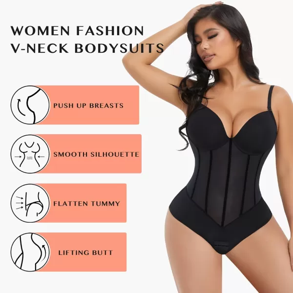 Bodysuit for Women Tummy Control Thong Sheer Mesh Corset Top Backless Party Evening Dress White Wedding Bodysuits)