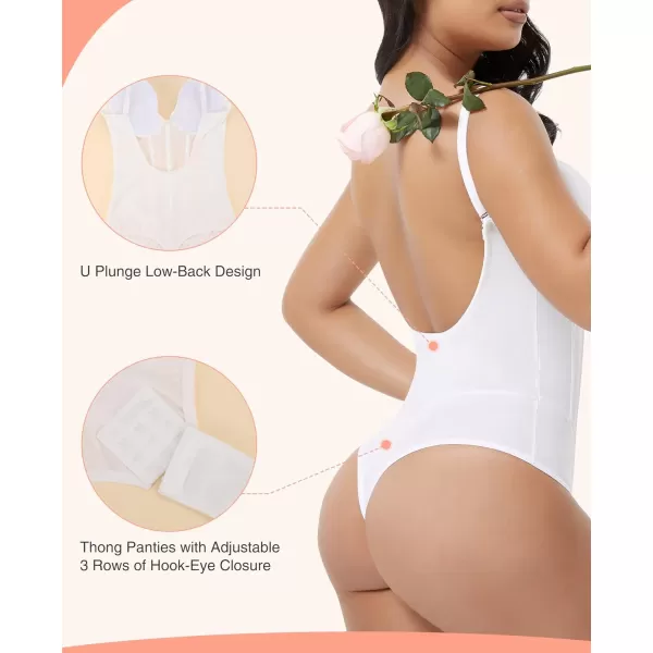 Bodysuit for Women Tummy Control Thong Sheer Mesh Corset Top Backless Party Evening Dress White Wedding Bodysuits
