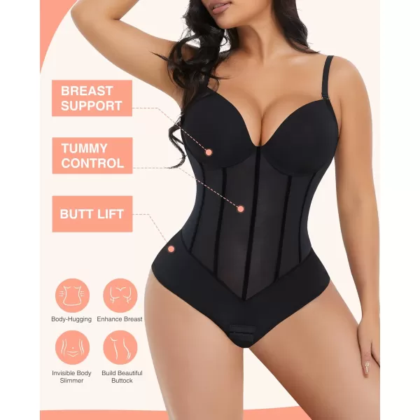 Bodysuit for Women Tummy Control Thong Sheer Mesh Corset Top Backless Party Evening Dress White Wedding Bodysuits