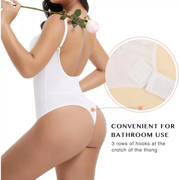 Bodysuit for Women Tummy Control Thong Sheer Mesh Corset Top Backless Party Evening Dress White Wedding Bodysuits)