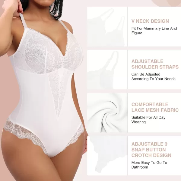 Bodysuits for Women Lace Shapewear Body Suit Faja Body Shaper Lingerie for Women V Neck Jumpsuit