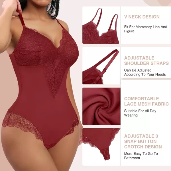 Bodysuits for Women Lace Shapewear Body Suit Faja Body Shaper Lingerie for Women V Neck Jumpsuit