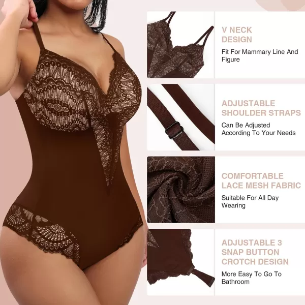 Bodysuits for Women Lace Shapewear Body Suit Faja Body Shaper Lingerie for Women V Neck Jumpsuit